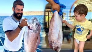 Çıktığı Tatilde Dev Balık Tutan Burak Özçivit'e Beğeni Yağdı, Eşinden Güldüren Yorum Geldi 